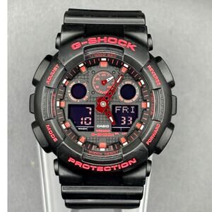 Casio G-Shock GA100BNR-1A Black Red Analog Digital Men's Watch